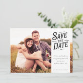 Eenvoudige Typografie Foto Weddenschap Save The Date (Staand voorkant)