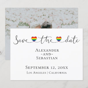 Eenvoudige typografie gay trouwdag opslaan datum save the date