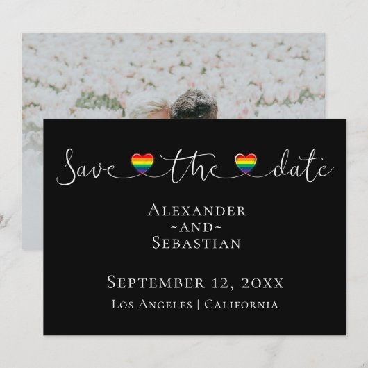 Eenvoudige Typografie Gay Wedding Save the Date (Voorkant / Achterkant)