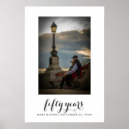 Eenvoudige typografie | Gehuwd 50 jaar met foto Poster