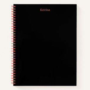 Eenvoudige Typografie Gepersonaliseerde naam Zwart Notitieboek