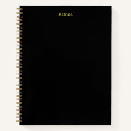 Eenvoudige Typografie Gepersonaliseerde naam Zwart Notitieboek