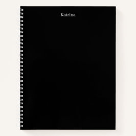 Eenvoudige Typografie Gepersonaliseerde naam Zwart Notitieboek