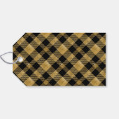 Eenvoudige Typografie Gold Buffalo Plaid Kerstmis Cadeaulabel (Achterkant Horizontaal)