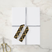 Eenvoudige Typografie Gold Buffalo Plaid Kerstmis Cadeaulabel (Met Touw)