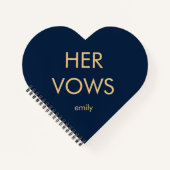 Eenvoudige Typografie Gold Navy her Vows Heart Sha Notitieboek (Voorkant)