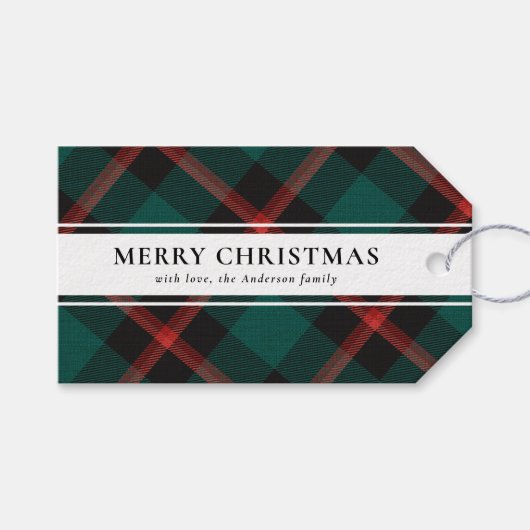 Eenvoudige Typografie Groene Buffel Plakte Kerstmi Cadeaulabel (Voorkant (Horizontaal))