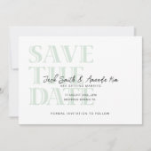 Eenvoudige Typografie Groene Flat Save The Date Ka (Voorkant)
