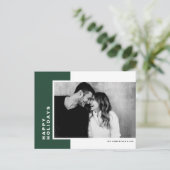 Eenvoudige Typografie Groene Kleurblokfoto Feestdagenkaart (Staand voorkant)