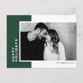 Eenvoudige Typografie Groene Kleurblokfoto Feestdagenkaart