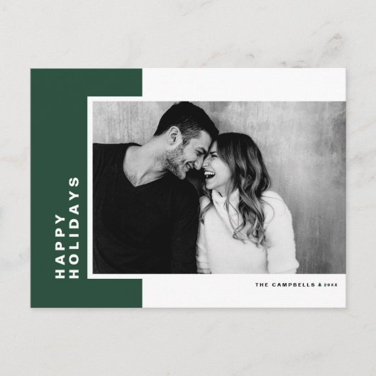 Eenvoudige Typografie Groene Kleurblokfoto Feestdagenkaart (Voorkant)