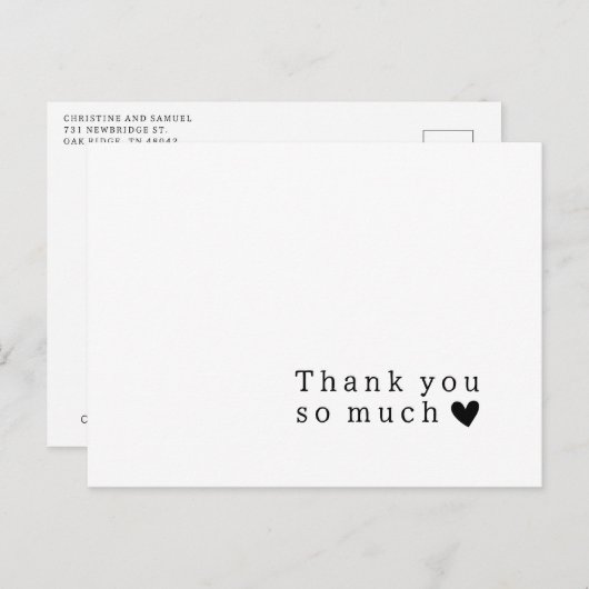 Eenvoudige Typografie Hart Bruiloft Dank u Kaart (Voorkant / Achterkant)