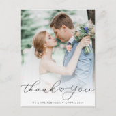 eenvoudige typografie hart bruiloft foto bedankt briefkaart (Voorkant)
