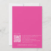 Eenvoudige Typografie Heet Roze QR Bruiloft Kaart (Achterkant)