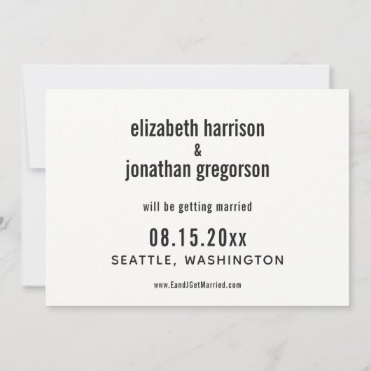 Eenvoudige Typografie het gebeurt sparen de Datum Save The Date (Achterkant)