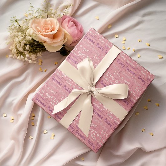Eenvoudige Typografie Het is een meisje Baby showe Cadeaupapier