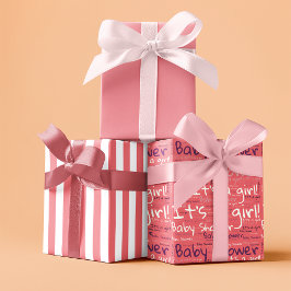 Eenvoudige Typografie Het is een meisje Baby showe Inpakpapier Vel
