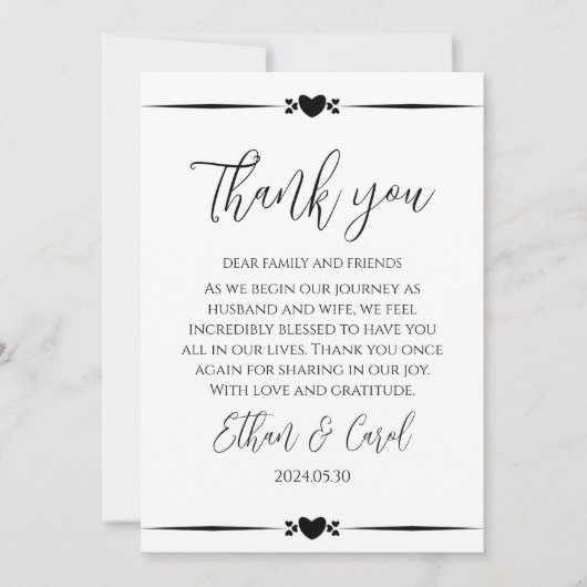 Eenvoudige typografie Huwelijk Dank u kaarten (Voorkant)