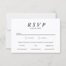 Eenvoudige typografie Huwelijksreactie in zwart en RSVP Kaartje