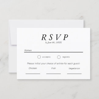 Eenvoudige typografie Huwelijksreactie in zwart en RSVP Kaartje
