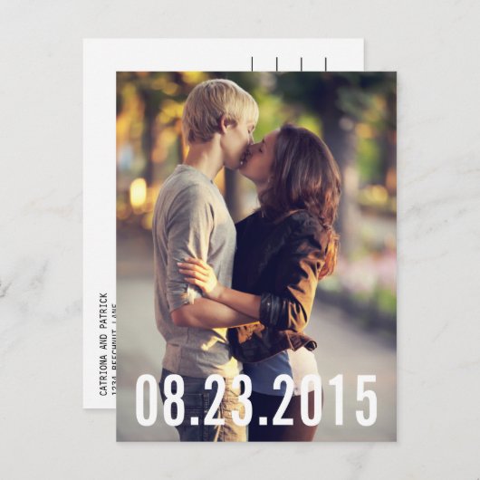 EENVOUDIGE TYPOGRAFIE II BEWAREN HET DATUM BRIEFKA AANKONDIGINGSKAART (Voorkant / Achterkant)