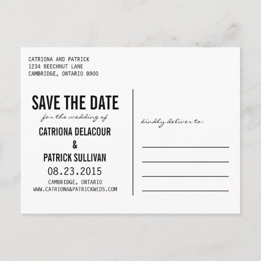 EENVOUDIGE TYPOGRAFIE II BEWAREN HET DATUM BRIEFKA AANKONDIGINGSKAART (Achterkant)