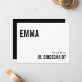 Eenvoudige Typografie Junior Bridesmaid proposal K Notitiekaartje (Voorkant / Achterkant in situ)