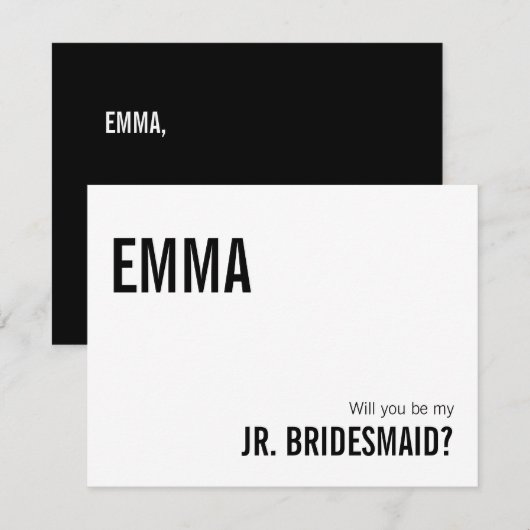 Eenvoudige Typografie Junior Bridesmaid proposal K Notitiekaartje (Voorkant / Achterkant)