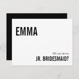 Eenvoudige Typografie Junior Bridesmaid proposal K Notitiekaartje