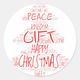 Eenvoudige Typografie Kerstboom Ronde Sticker