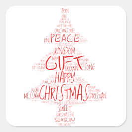 Eenvoudige Typografie Kerstboom Vierkante Sticker