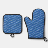 Eenvoudige typografie kindernaam ovenwant & pannenlap set (Voorkant)