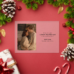 Eenvoudige typografie koppel foto kerstkaart acryl uitnodigingen