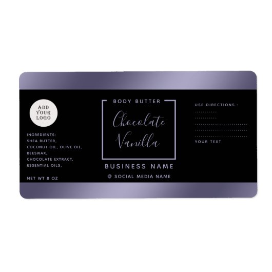 Eenvoudige typografie lavendel cosmetica logo etiket (Voorkant)