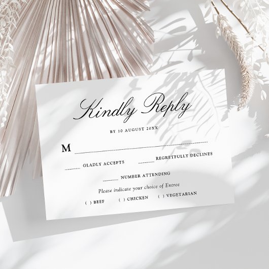 eenvoudige typografie maaltijd keuze RSVP kaart