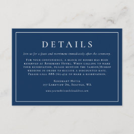 Eenvoudige Typografie Marine Blauw Formele Bruilof Informatiekaartje