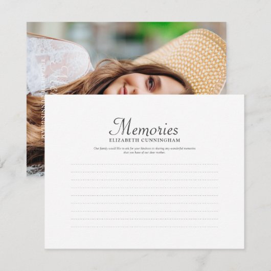 Eenvoudige Typografie Memorial Reply Notitiekaartje (Voorkant / Achterkant)