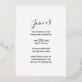 Eenvoudige typografie met goud folie foto afstudee folie uitnodiging (Achterkant)