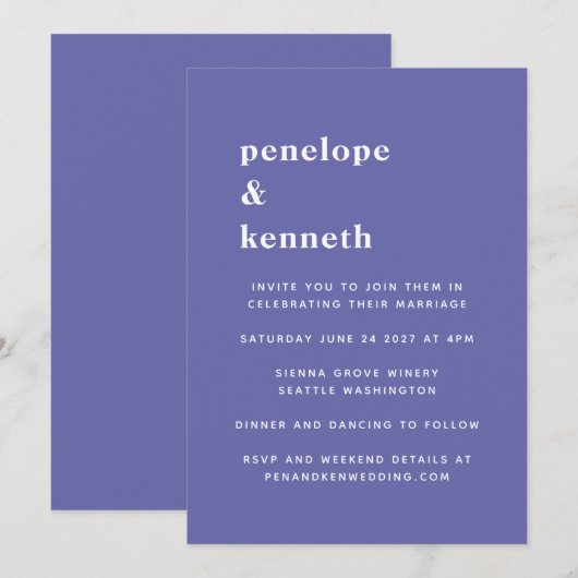 Eenvoudige Typografie minimalistisch modern Paars  Kaart (Voorkant / Achterkant)