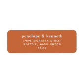 Eenvoudige Typografie Modern Burnt Oranje Wedding Etiket (Voorkant)