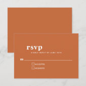 Eenvoudige Typografie Modern Burnt Oranje Wedding RSVP Kaartje (Voorkant / Achterkant)