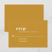Eenvoudige Typografie Modern Mustard Yellow Weddin RSVP Kaartje (Voorkant / Achterkant)