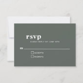 Eenvoudige Typografie Modern Sage Forest Wedding RSVP Kaartje (Voorkant)