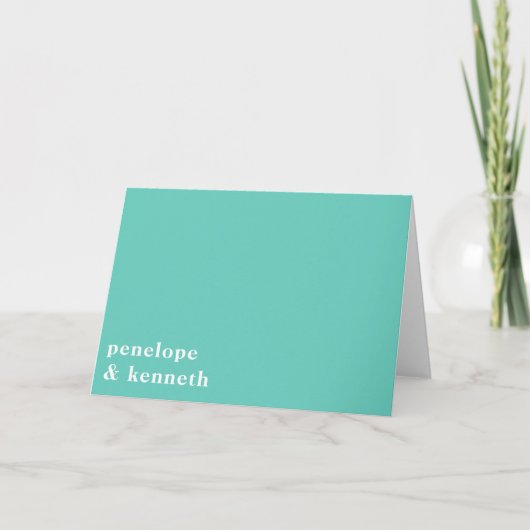 Eenvoudige Typografie Modern Seafoam Mint Wedding Bedankkaart (Voorkant)