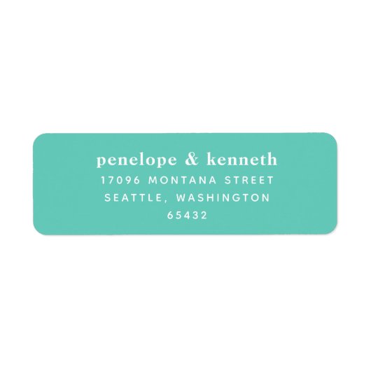 Eenvoudige Typografie Modern Seafoam Mint Wedding  Etiket (Voorkant)