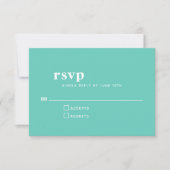 Eenvoudige Typografie Modern Seafoam Mint Wedding RSVP Kaartje (Voorkant)