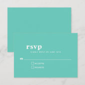 Eenvoudige Typografie Modern Seafoam Mint Wedding RSVP Kaartje (Voorkant / Achterkant)