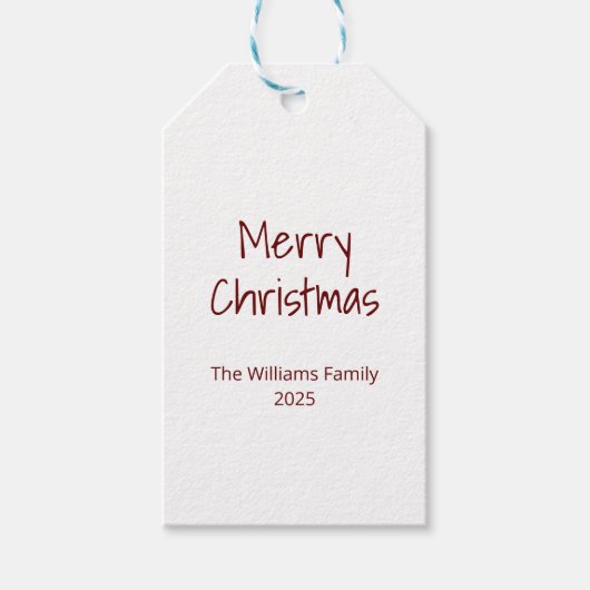 Eenvoudige typografie Moderne Familie Kerstmis Cadeaulabel (Voorkant)