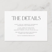 Eenvoudige typografie moderne gasten bruiloft deta informatiekaartje (Voorkant)