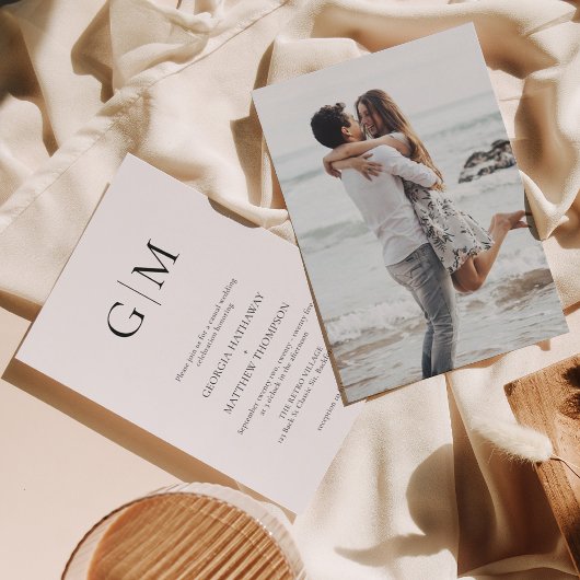 Eenvoudige Typografie Monogram Foto Weddenschap Kaart